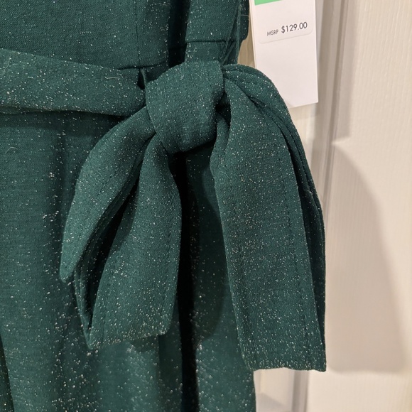 Calvin Klein Emerald Green Glitter Wide Leg Belted Jumpsuit NWT - Picture 5 of 9